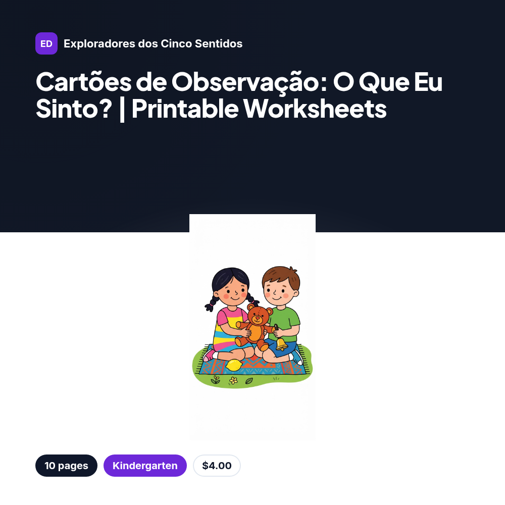Cartões de Observação: O Que Eu Sinto? | Printable Worksheets