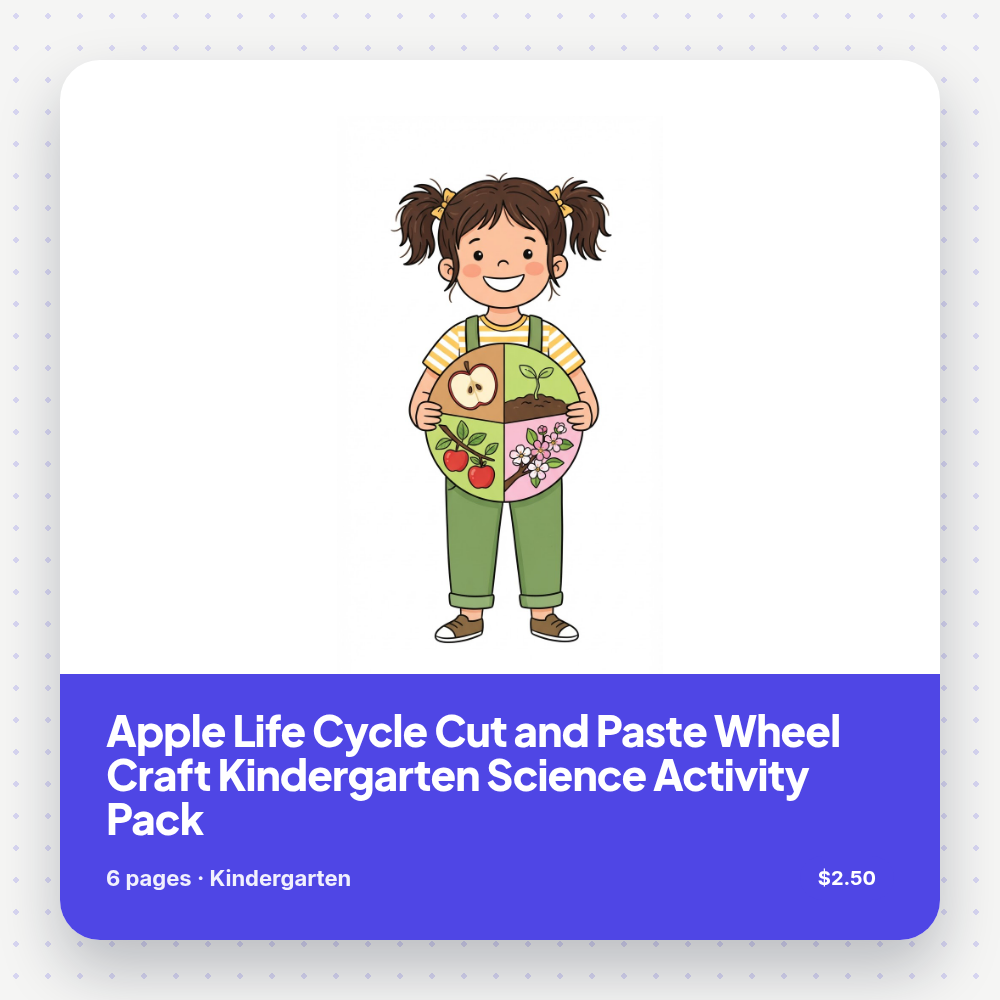Apple Life Cycle Cut and Paste Wheel Craft Kindergarten Science Activity Pack