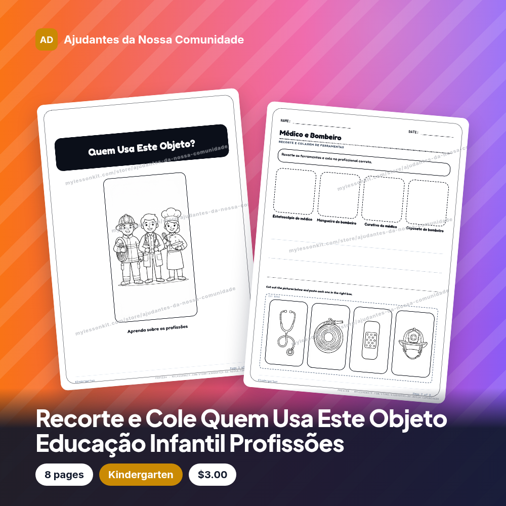 Recorte e Cole Quem Usa Este Objeto Educação Infantil Profissões