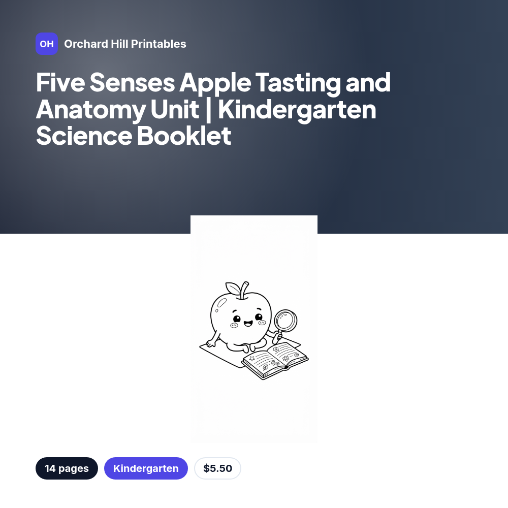 Five Senses Apple Tasting and Anatomy Unit | Kindergarten Science Booklet
