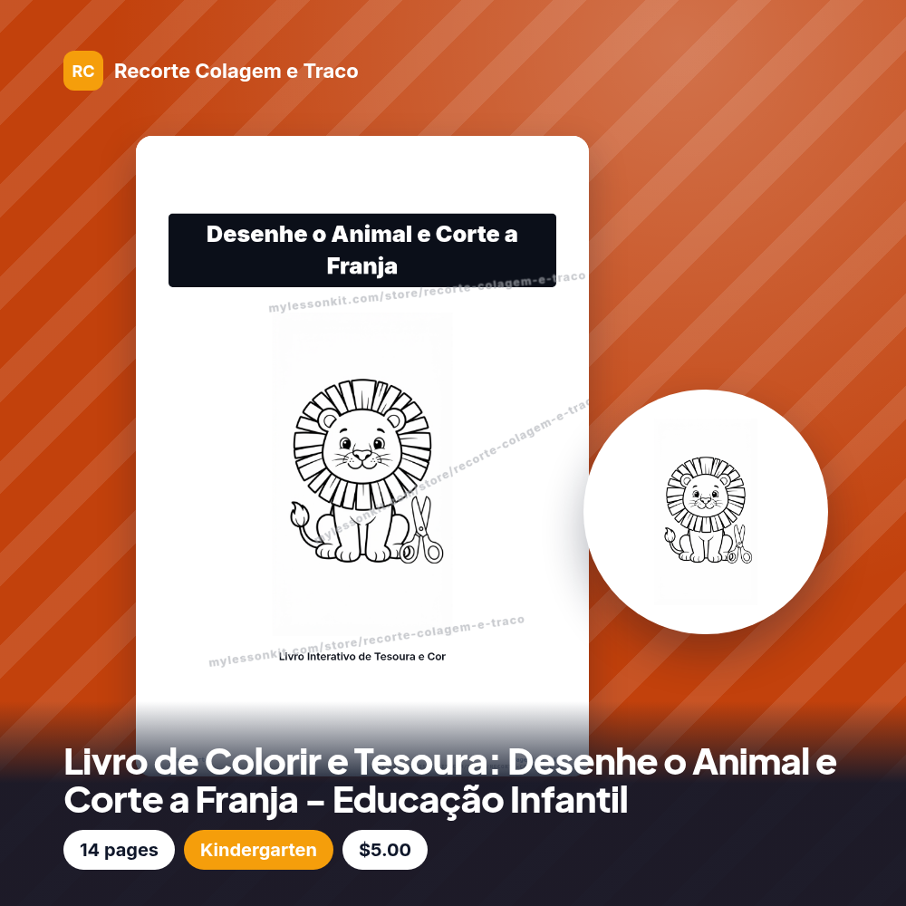 Livro de Colorir e Tesoura: Desenhe o Animal e Corte a Franja - Educação Infantil