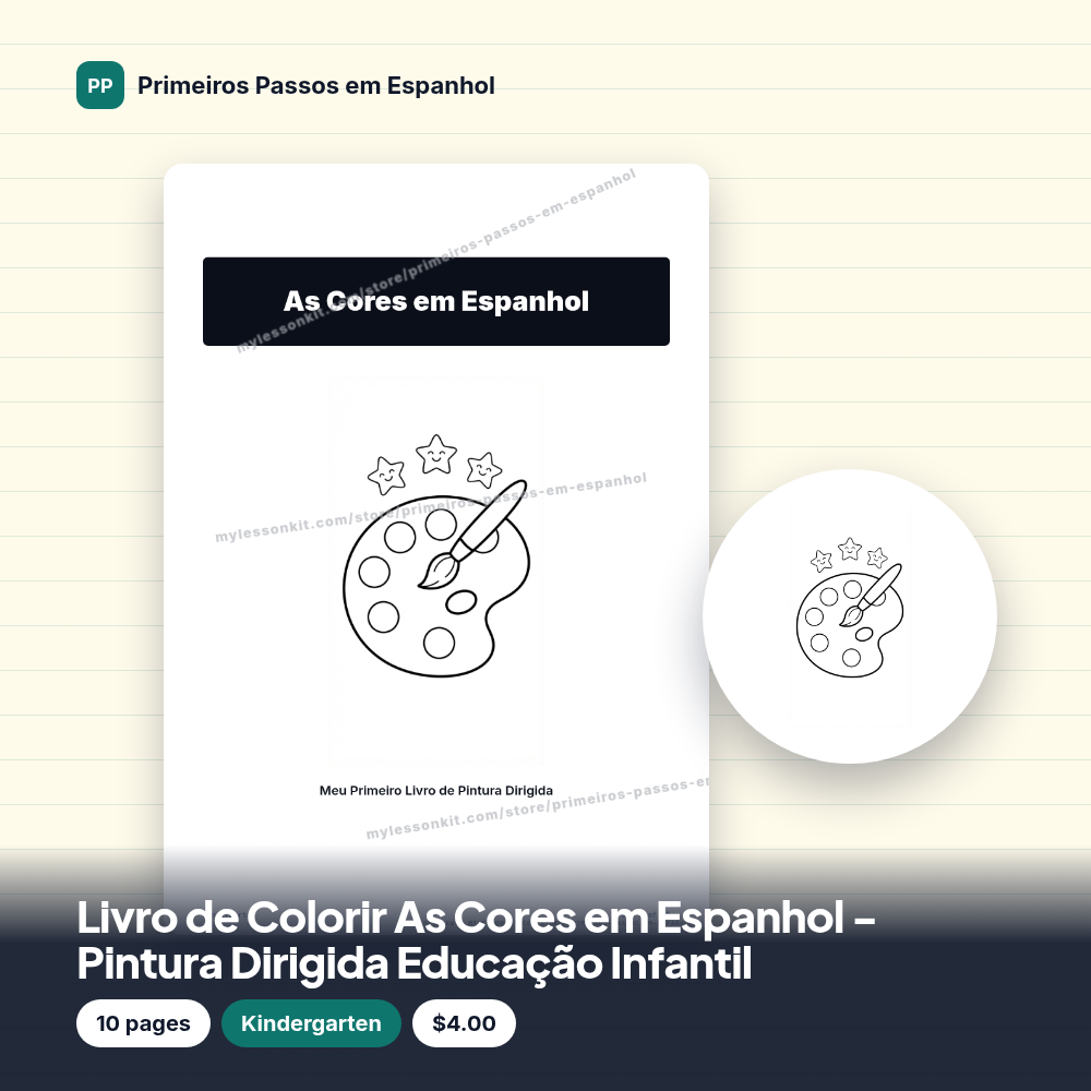 Livro de Colorir As Cores em Espanhol - Pintura Dirigida Educação Infantil