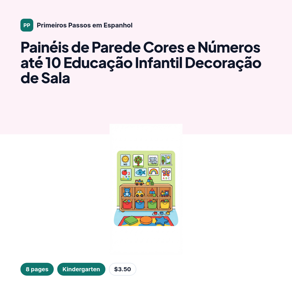 Painéis de Parede Cores e Números até 10 Educação Infantil Decoração de Sala