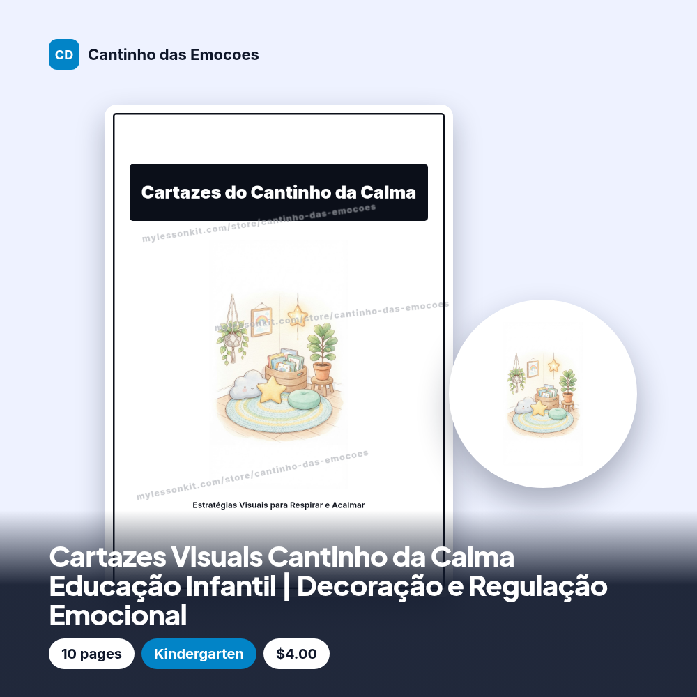 Cartazes Visuais Cantinho da Calma Educação Infantil | Decoração e Regulação Emocional