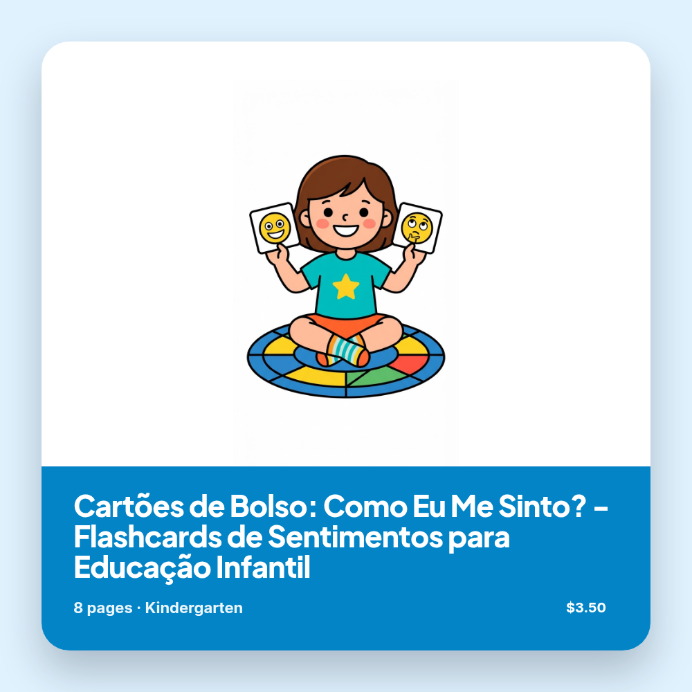 Cartões de Bolso: Como Eu Me Sinto? - Flashcards de Sentimentos para Educação Infantil