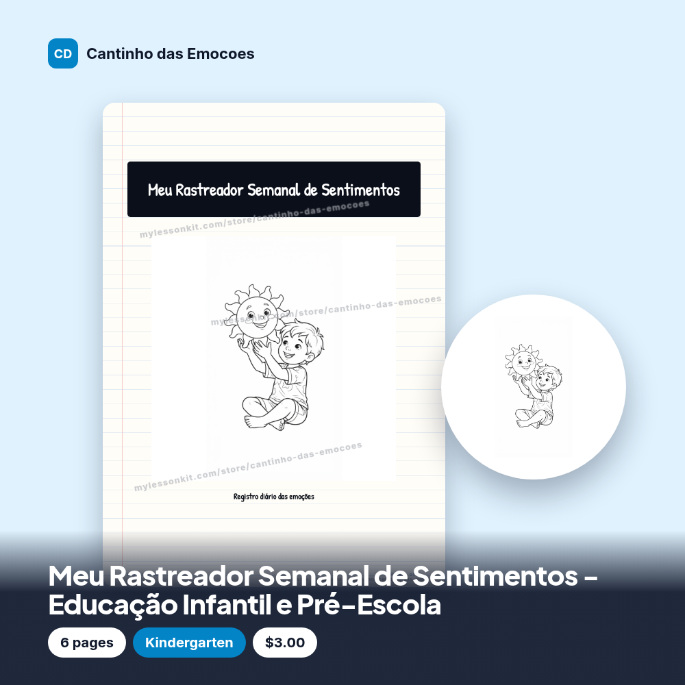 Meu Rastreador Semanal de Sentimentos - Educação Infantil e Pré-Escola
