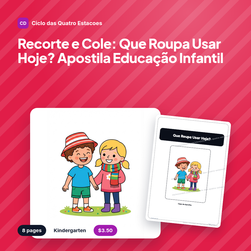 Recorte e Cole: Que Roupa Usar Hoje? Apostila Educação Infantil