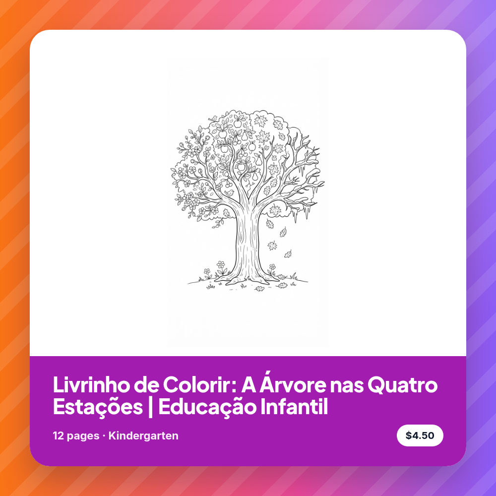 Livrinho de Colorir: A Árvore nas Quatro Estações | Educação Infantil