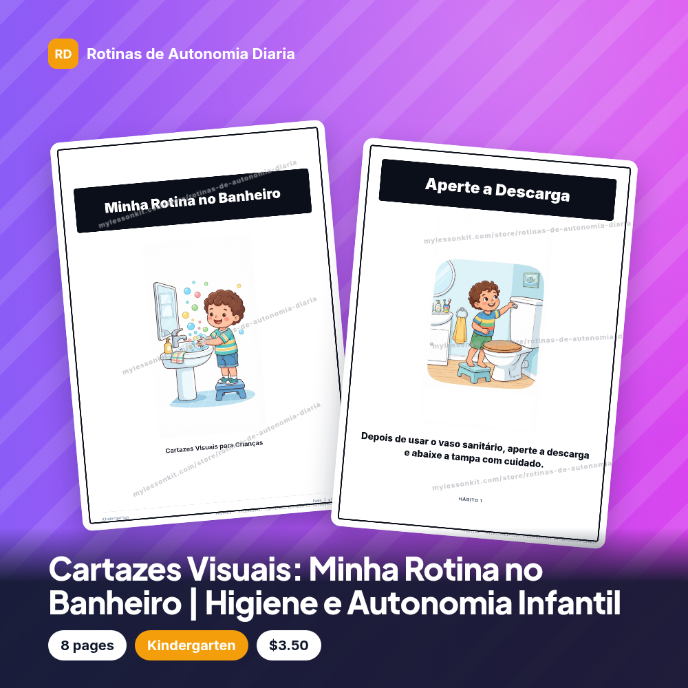 Cartazes Visuais: Minha Rotina no Banheiro | Higiene e Autonomia Infantil