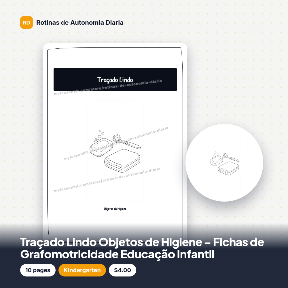 Traçado Lindo Objetos de Higiene - Fichas de Grafomotricidade Educação Infantil