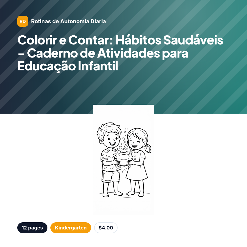 Colorir e Contar: Hábitos Saudáveis - Caderno de Atividades para Educação Infantil