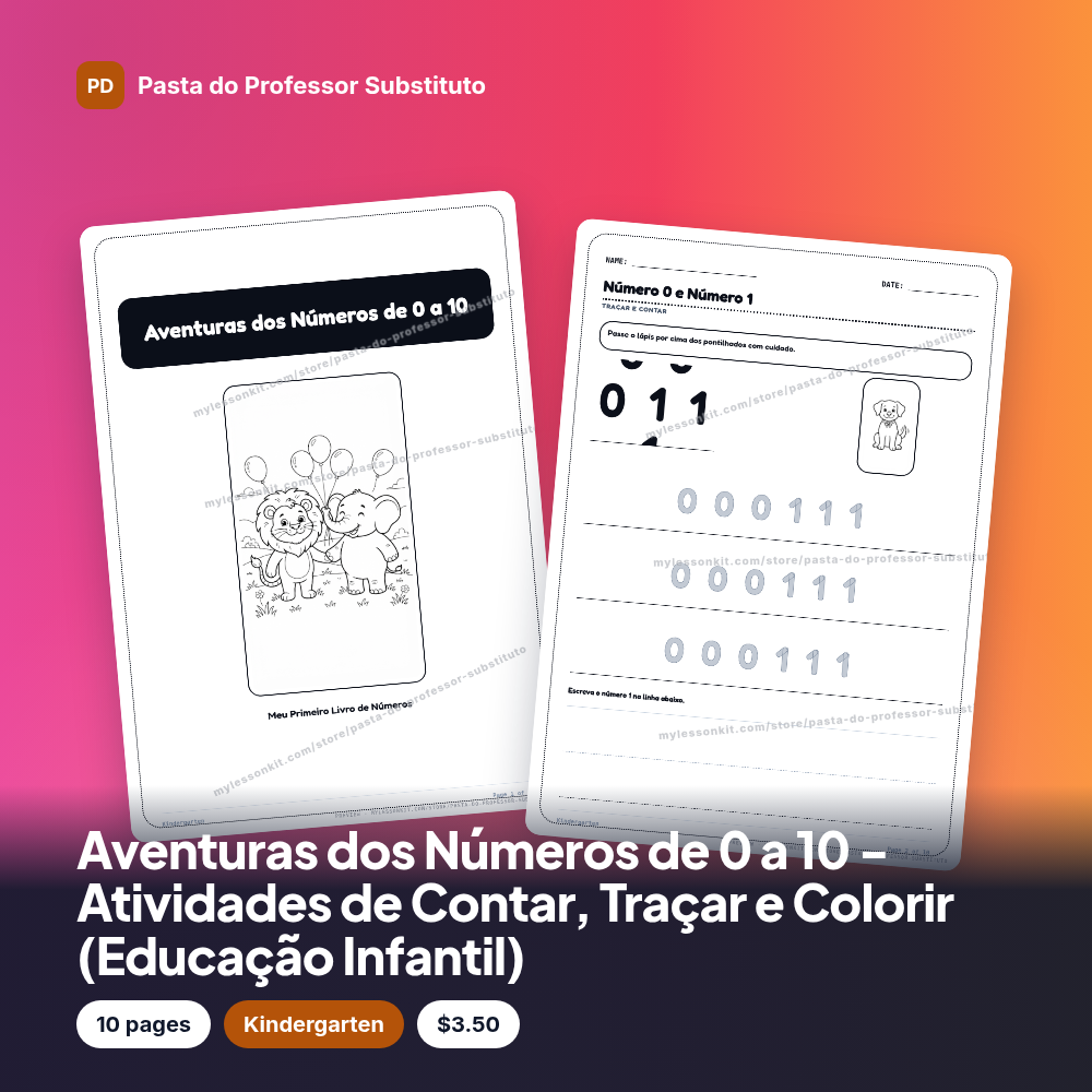 Aventuras dos Números de 0 a 10 - Atividades de Contar, Traçar e Colorir (Educação Infantil)