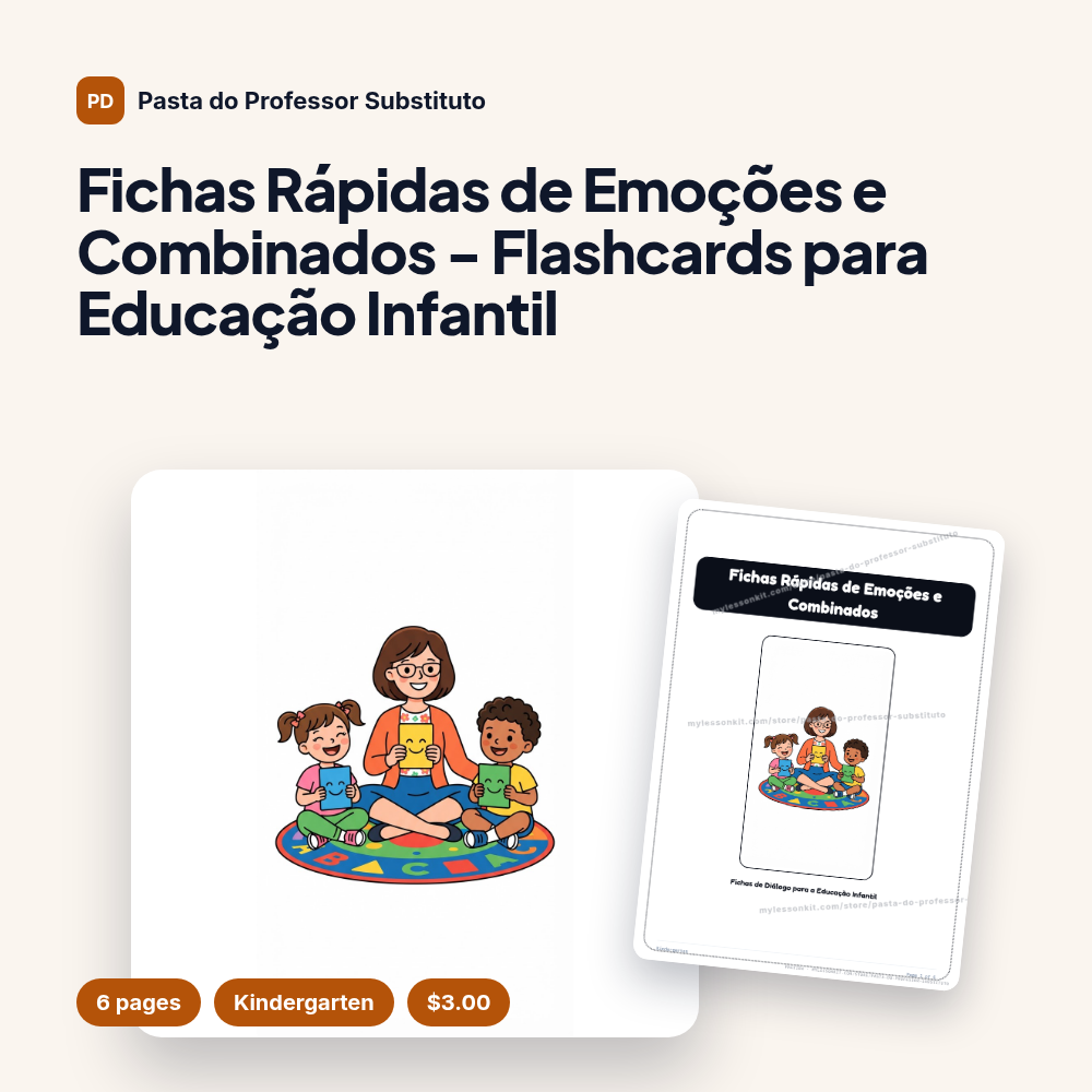 Fichas Rápidas de Emoções e Combinados - Flashcards para Educação Infantil