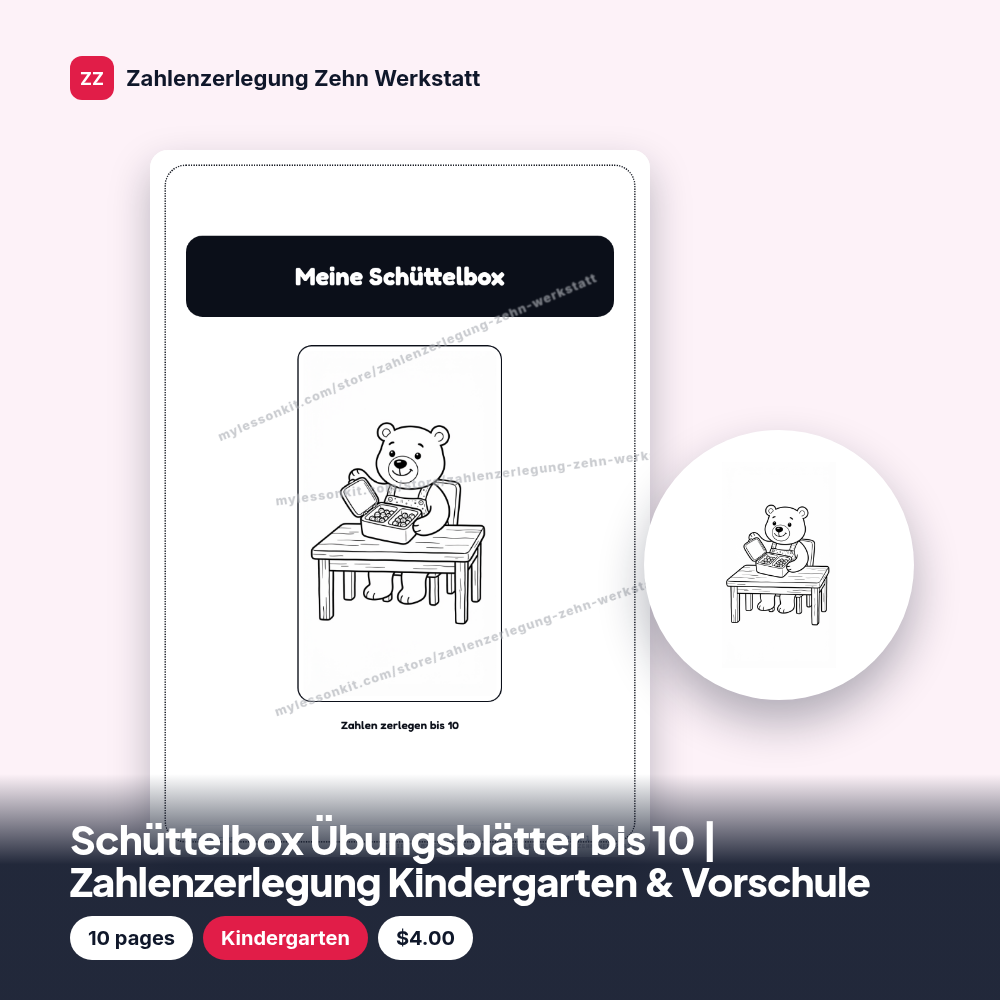 Schüttelbox Übungsblätter bis 10 | Zahlenzerlegung Kindergarten & Vorschule