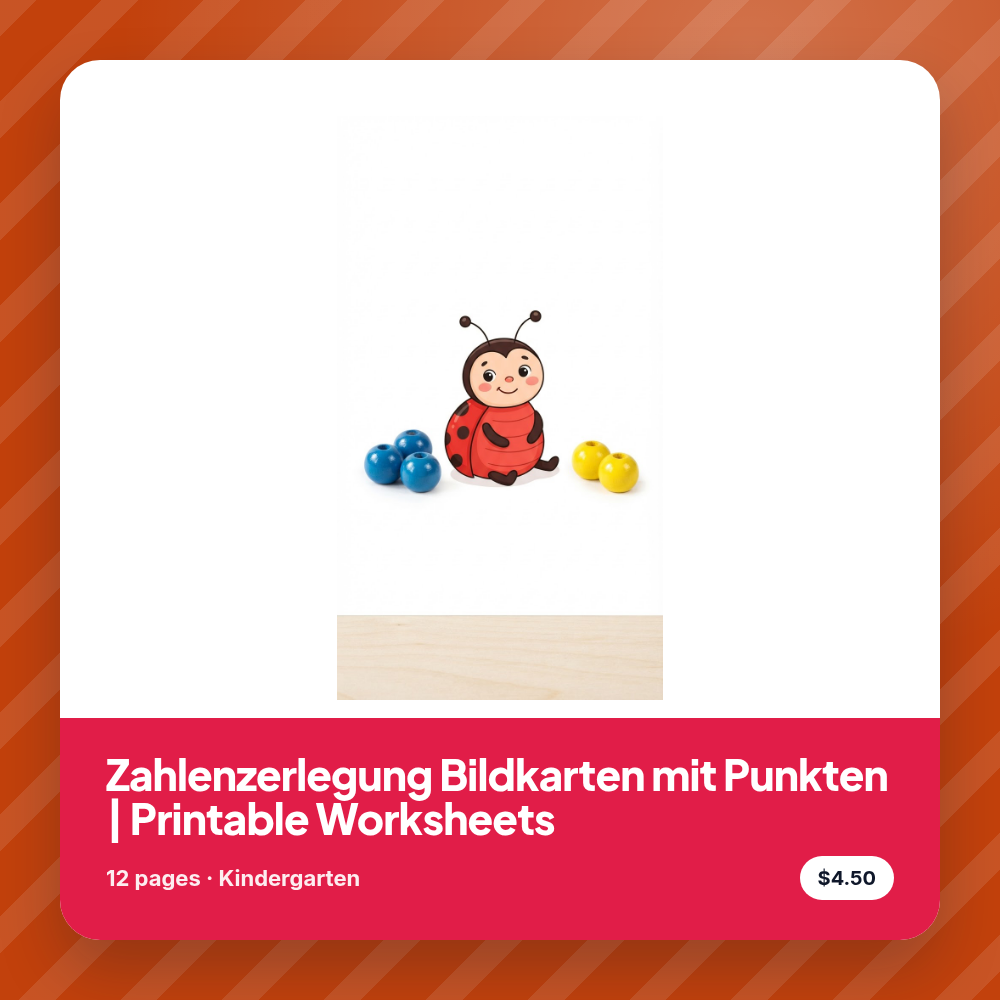 Zahlenzerlegung Bildkarten mit Punkten | Printable Worksheets