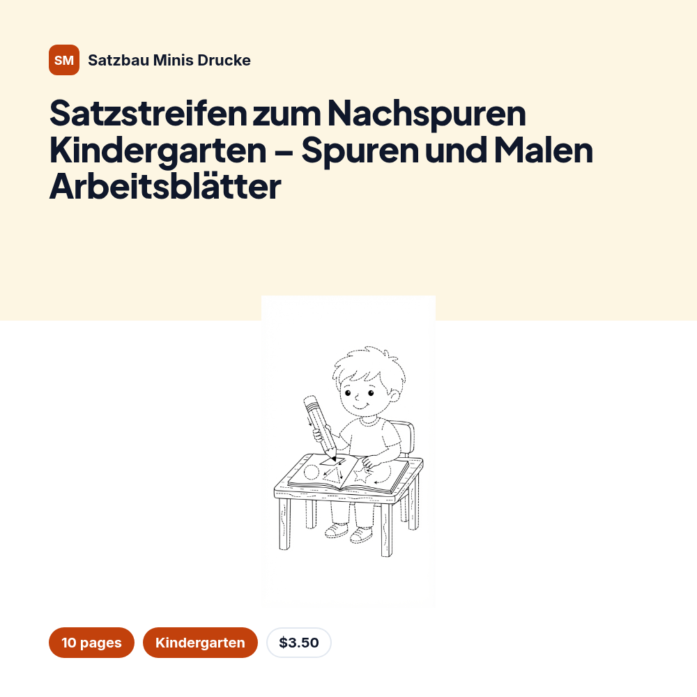 Satzstreifen zum Nachspuren Kindergarten – Spuren und Malen Arbeitsblätter