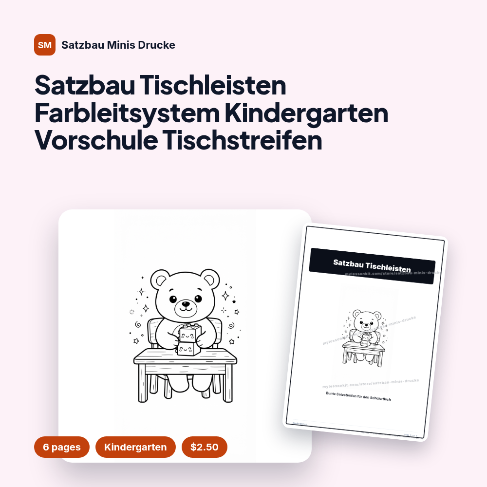 Satzbau Tischleisten Farbleitsystem Kindergarten Vorschule Tischstreifen