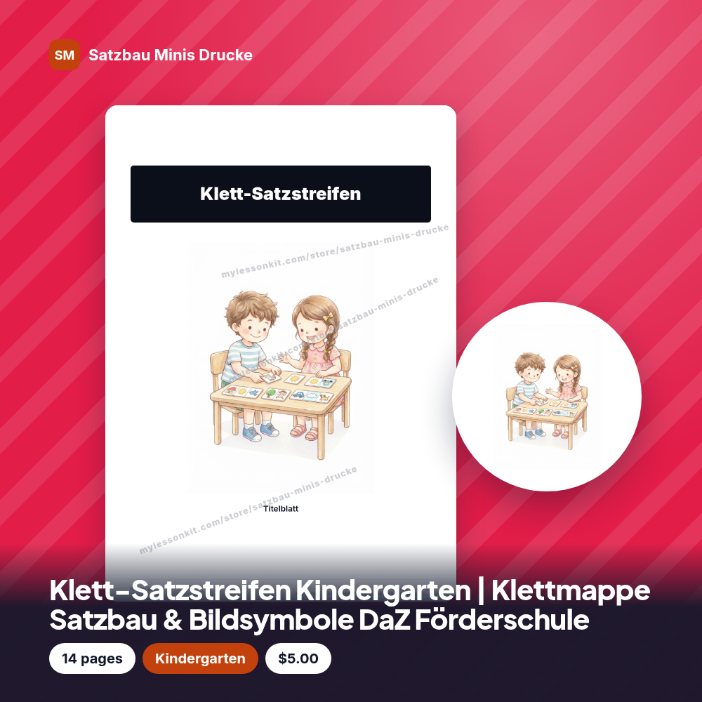 Klett-Satzstreifen Kindergarten | Klettmappe Satzbau & Bildsymbole DaZ Förderschule