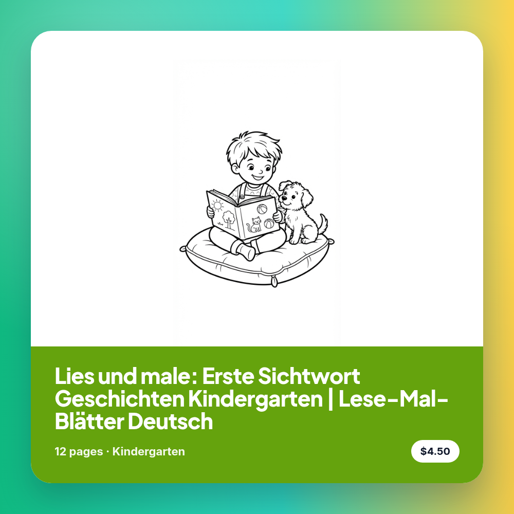 Lies und male: Erste Sichtwort Geschichten Kindergarten | Lese-Mal-Blätter Deutsch