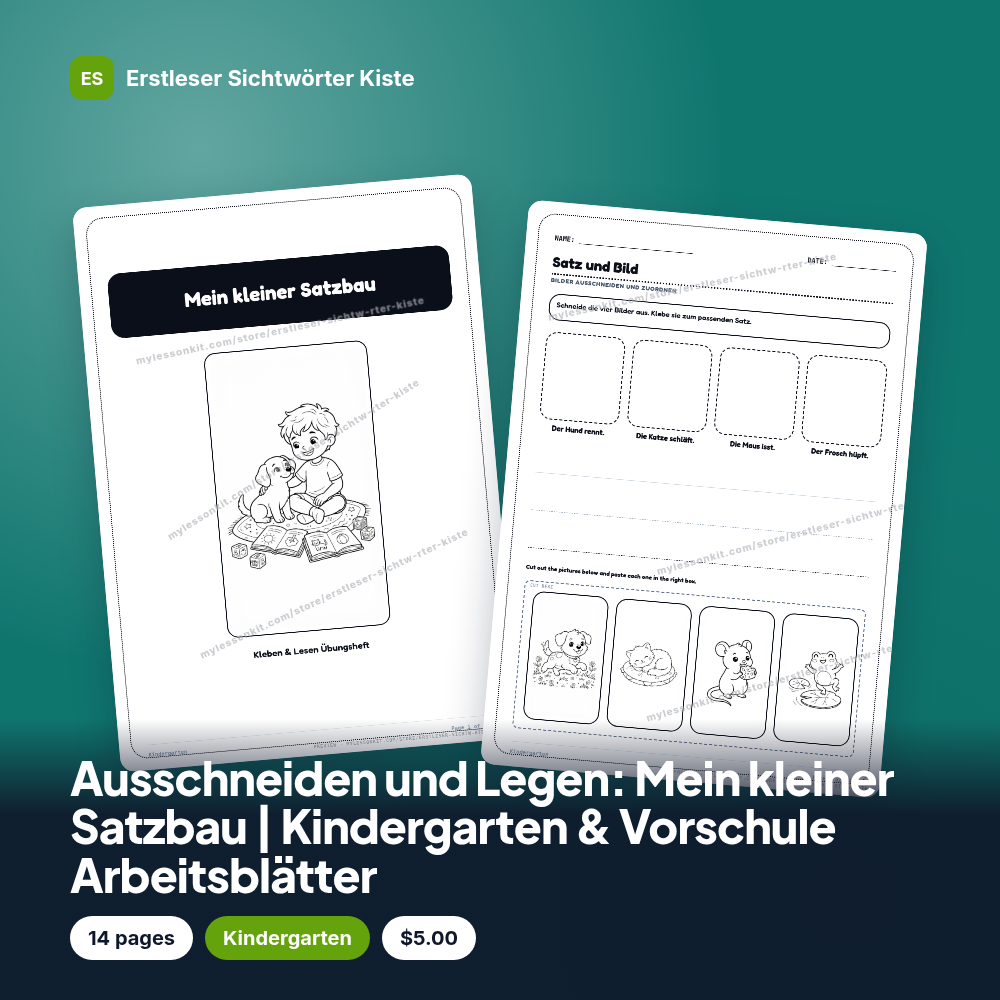 Ausschneiden und Legen: Mein kleiner Satzbau | Kindergarten & Vorschule Arbeitsblätter