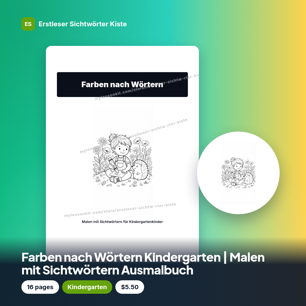 Farben nach Wörtern Kindergarten | Malen mit Sichtwörtern Ausmalbuch