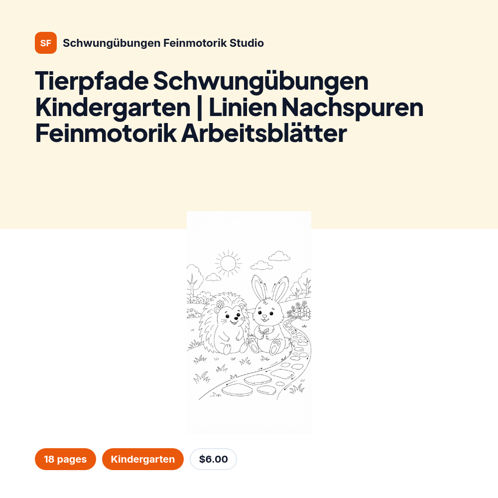 Tierpfade Schwungübungen Kindergarten | Linien Nachspuren Feinmotorik Arbeitsblätter