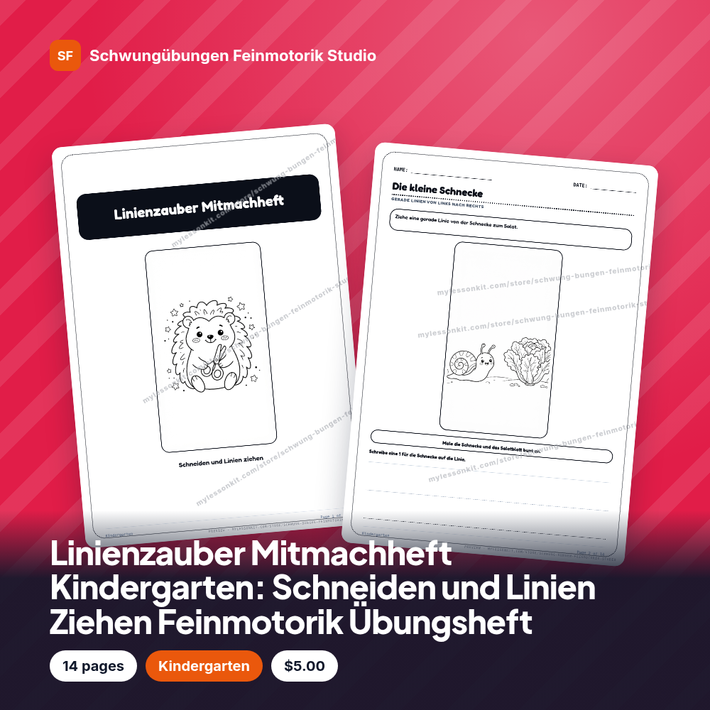 Linienzauber Mitmachheft Kindergarten: Schneiden und Linien Ziehen Feinmotorik Übungsheft