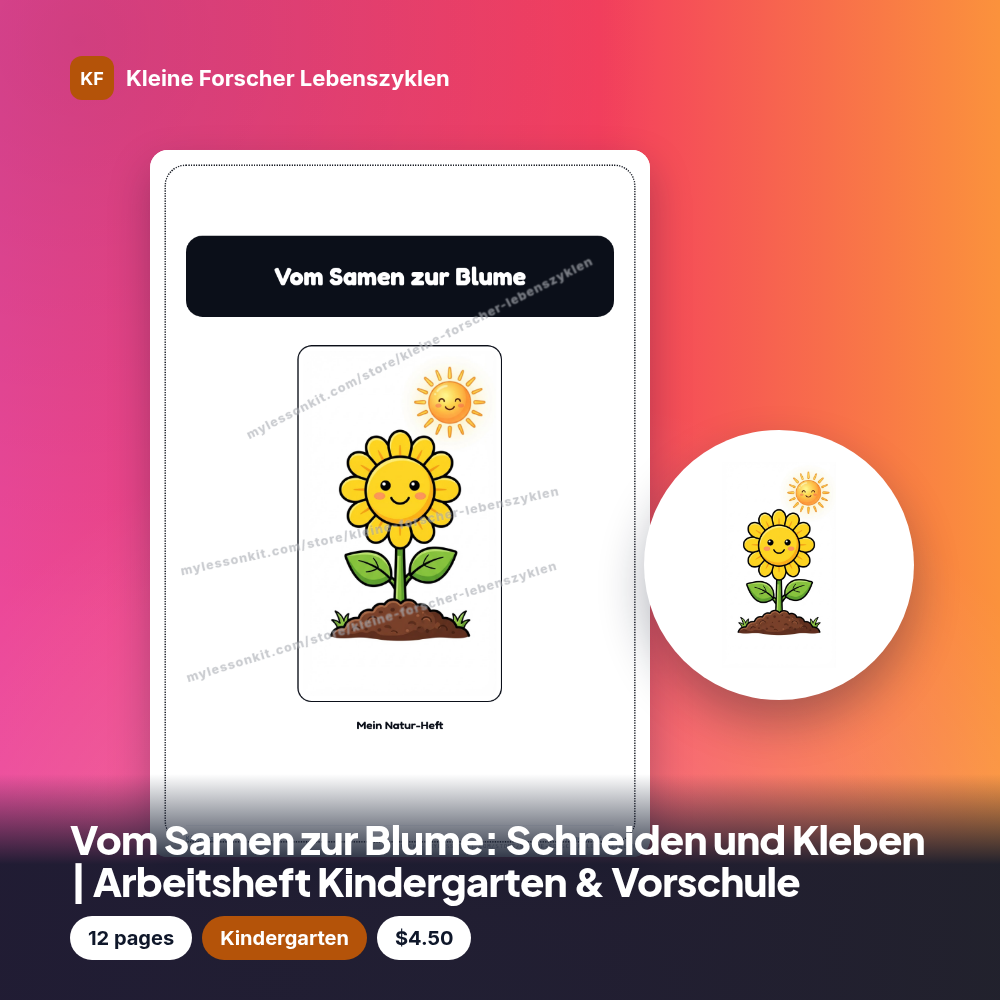 Vom Samen zur Blume: Schneiden und Kleben | Arbeitsheft Kindergarten & Vorschule
