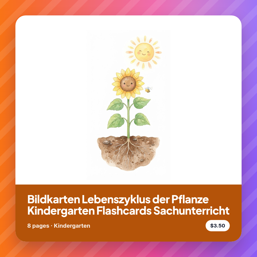 Bildkarten Lebenszyklus der Pflanze Kindergarten Flashcards Sachunterricht