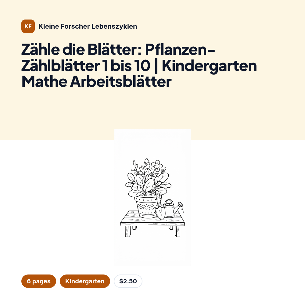 Zähle die Blätter: Pflanzen-Zählblätter 1 bis 10 | Kindergarten Mathe Arbeitsblätter