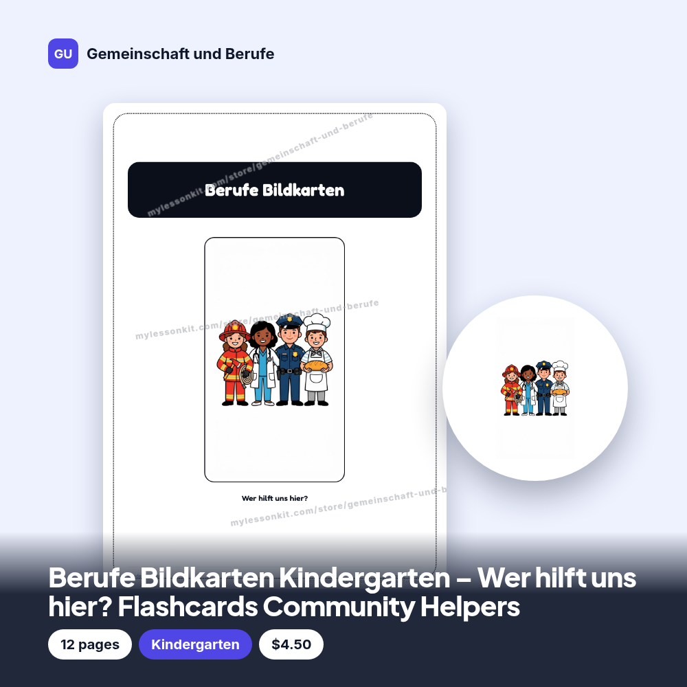 Berufe Bildkarten Kindergarten – Wer hilft uns hier? Flashcards Community Helpers