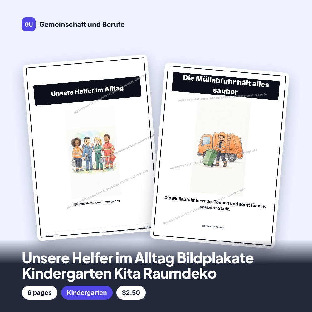 Unsere Helfer im Alltag Bildplakate Kindergarten Kita Raumdeko