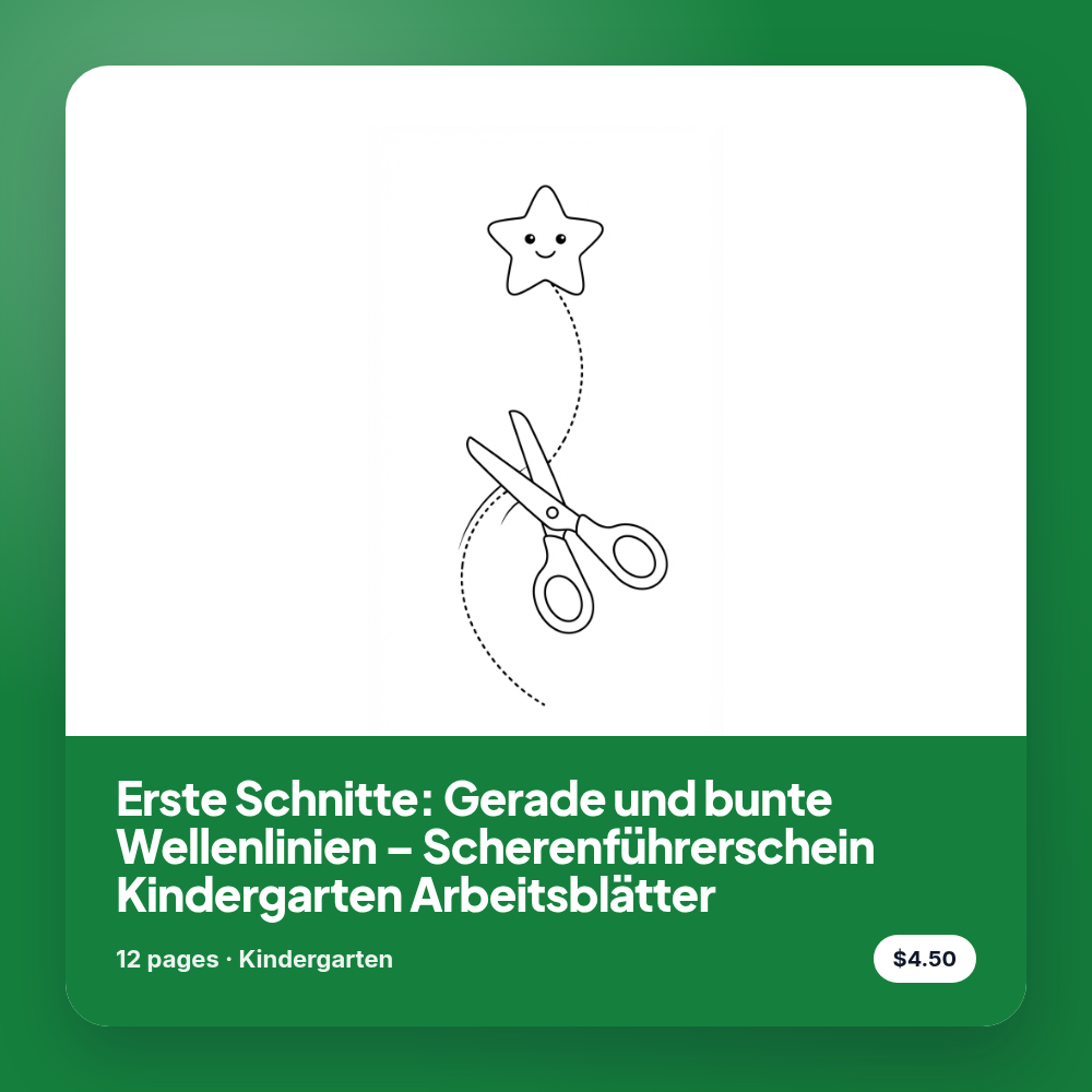 Erste Schnitte: Gerade und bunte Wellenlinien – Scherenführerschein Kindergarten Arbeitsblätter