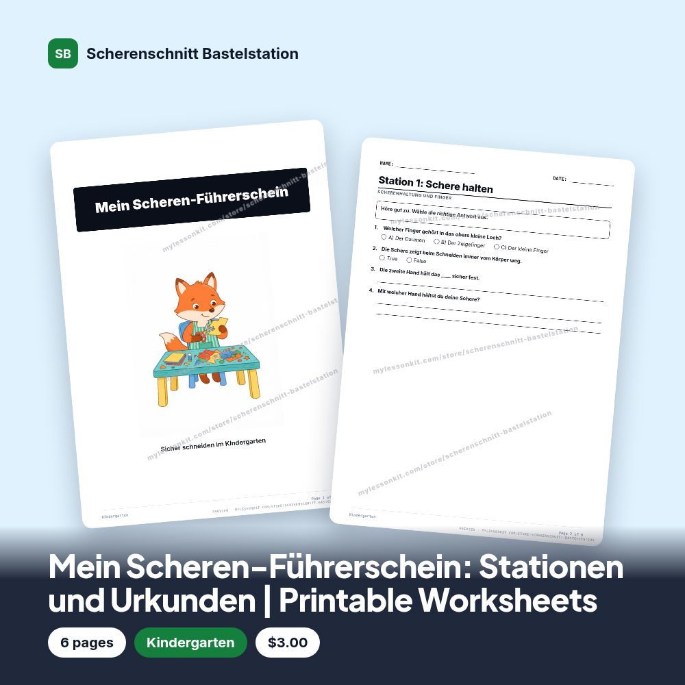 Mein Scheren-Führerschein: Stationen und Urkunden | Printable Worksheets