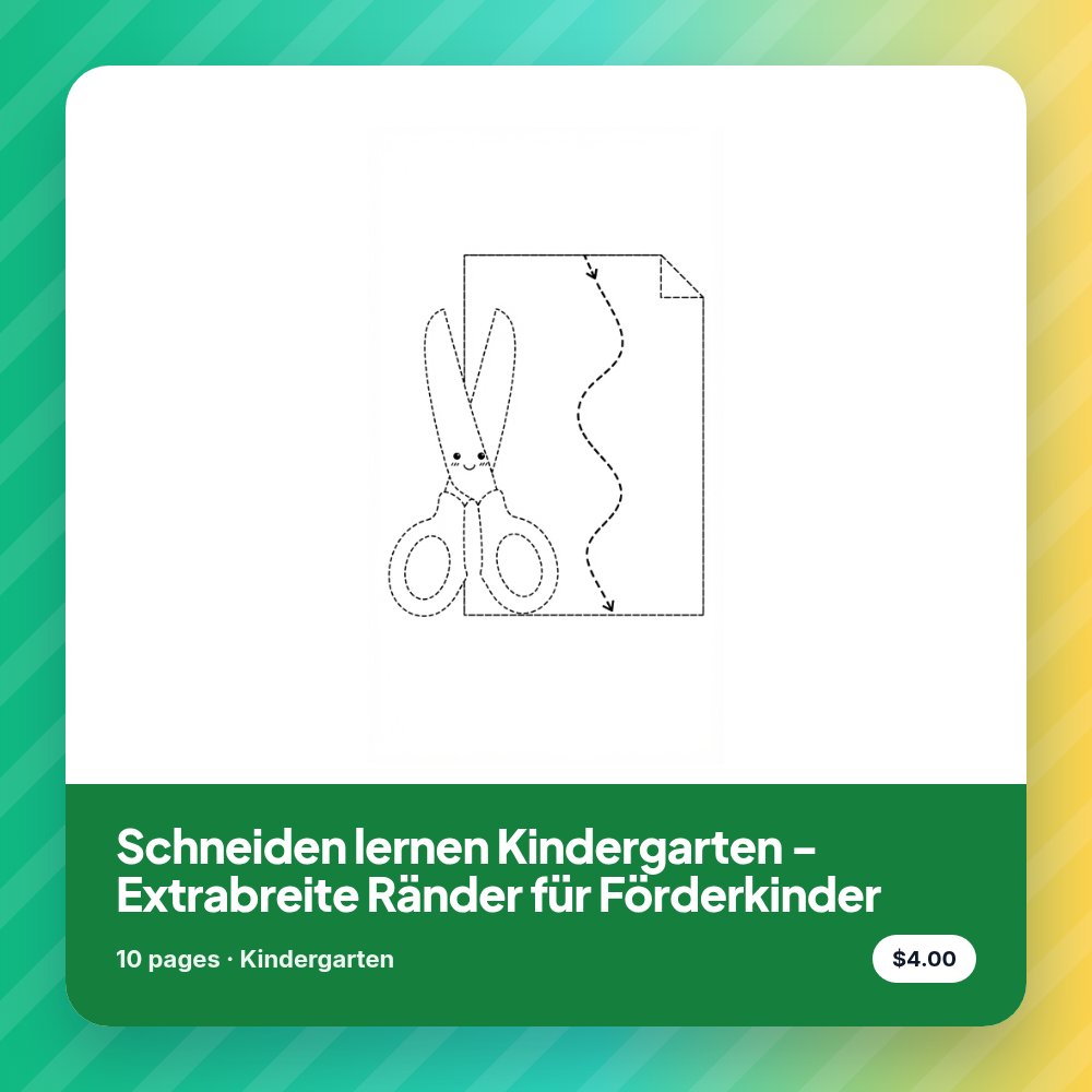 Schneiden lernen Kindergarten - Extrabreite Ränder für Förderkinder