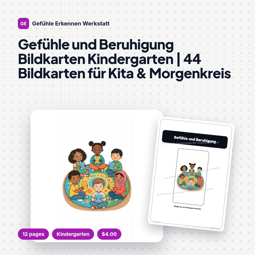 Gefühle und Beruhigung Bildkarten Kindergarten | 44 Bildkarten für Kita & Morgenkreis