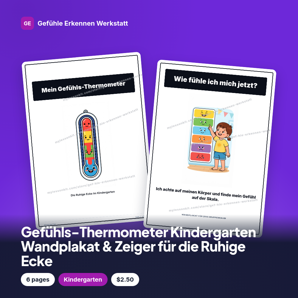 Gefühls-Thermometer Kindergarten Wandplakat & Zeiger für die Ruhige Ecke