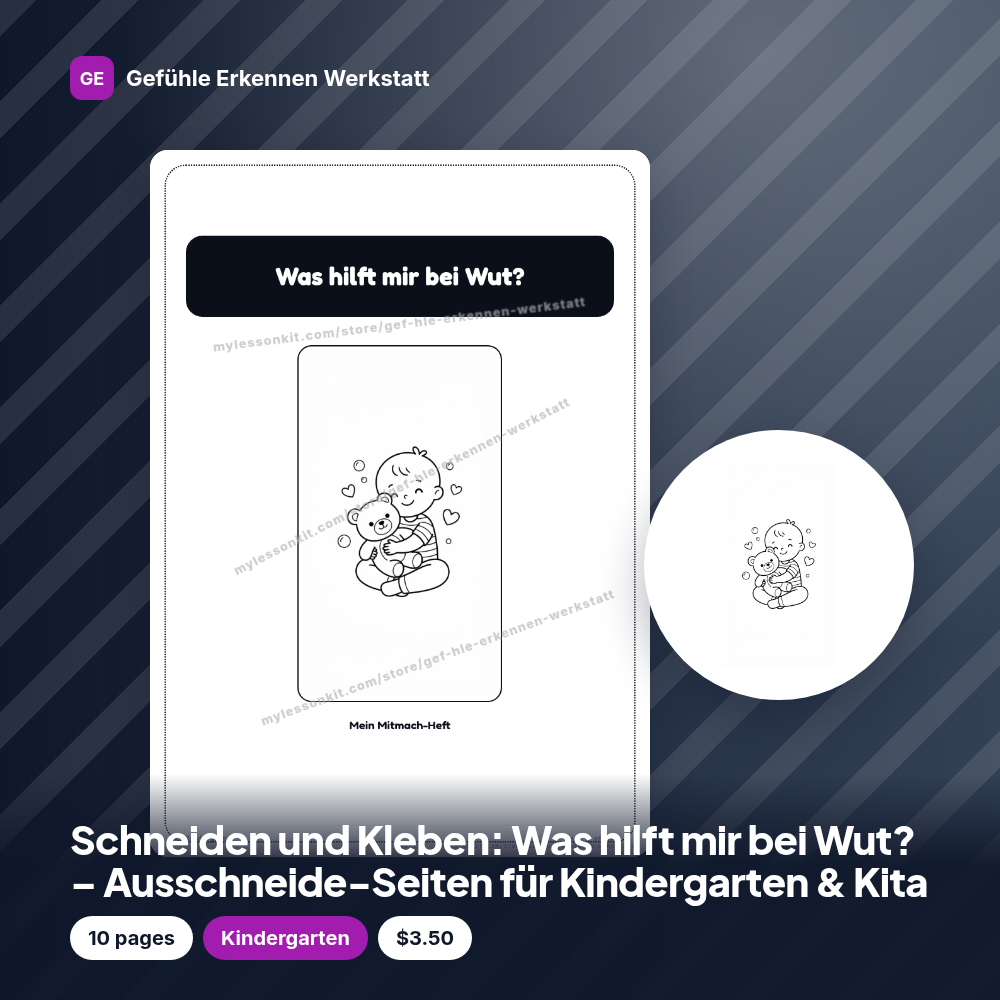 Schneiden und Kleben: Was hilft mir bei Wut? – Ausschneide-Seiten für Kindergarten & Kita