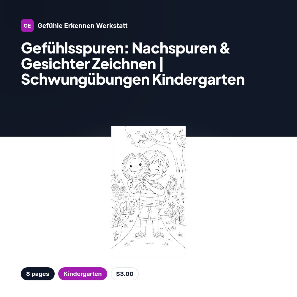 Gefühlsspuren: Nachspuren & Gesichter Zeichnen | Schwungübungen Kindergarten