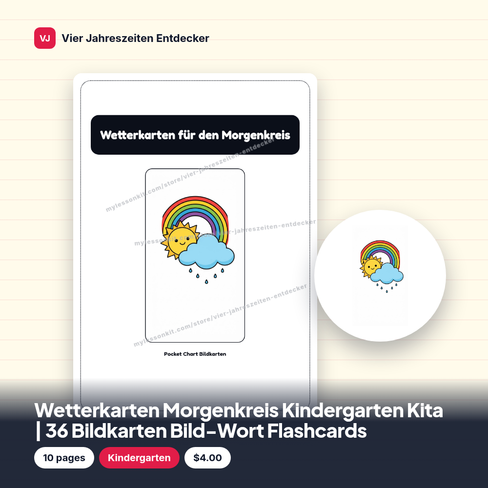 Wetterkarten Morgenkreis Kindergarten Kita | 36 Bildkarten Bild-Wort Flashcards