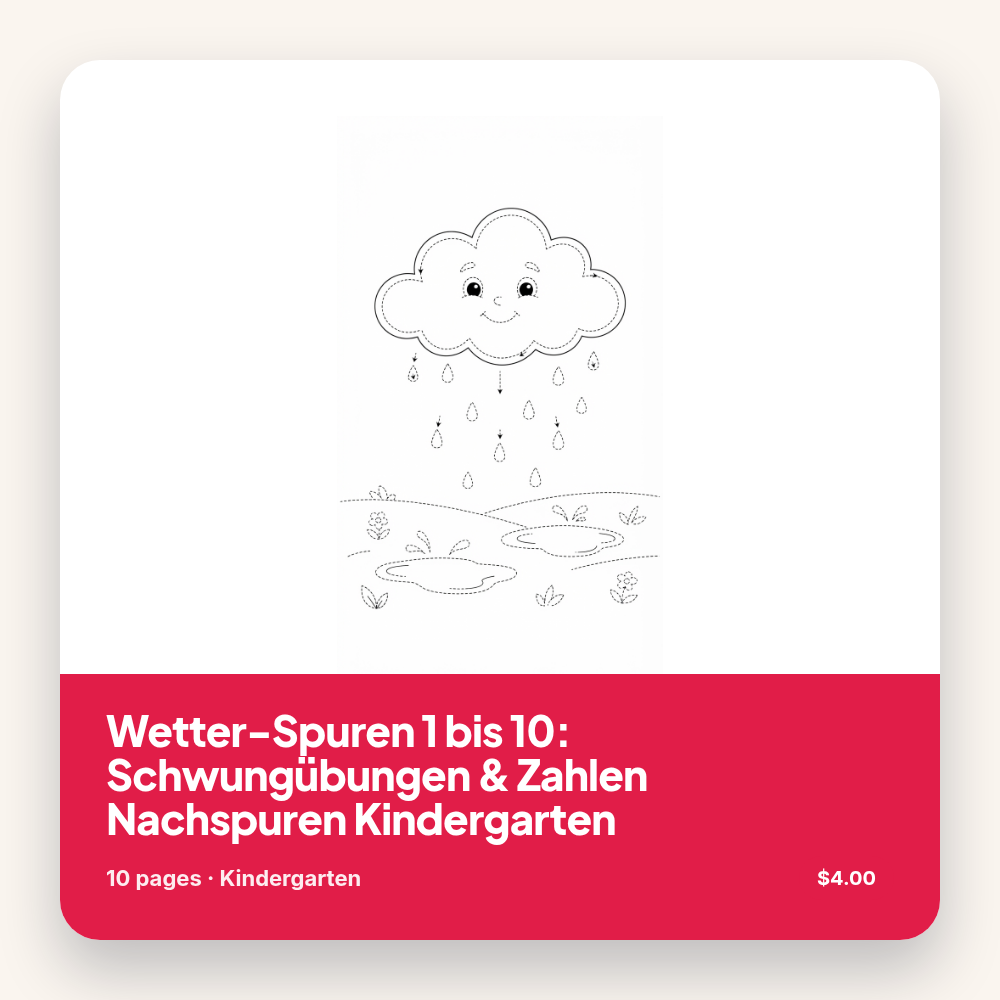 Wetter-Spuren 1 bis 10: Schwungübungen & Zahlen Nachspuren Kindergarten