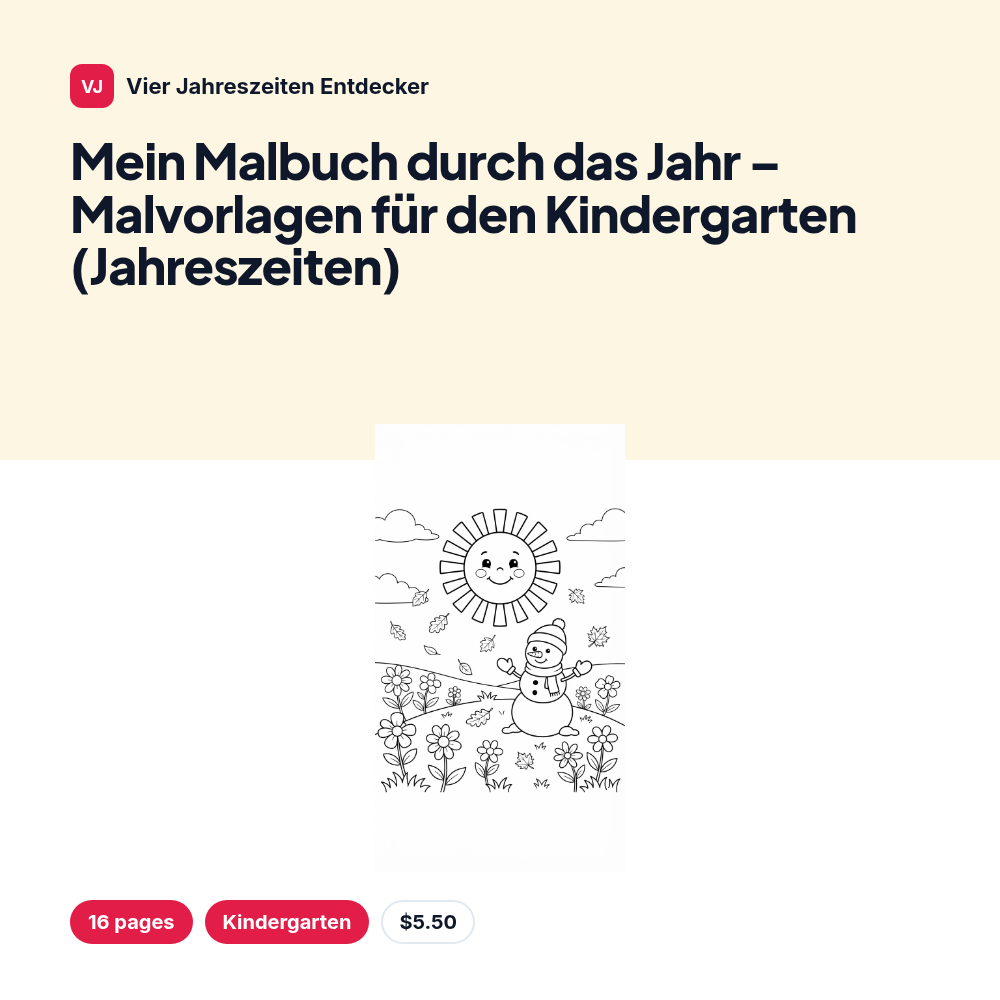 Mein Malbuch durch das Jahr – Malvorlagen für den Kindergarten (Jahreszeiten)