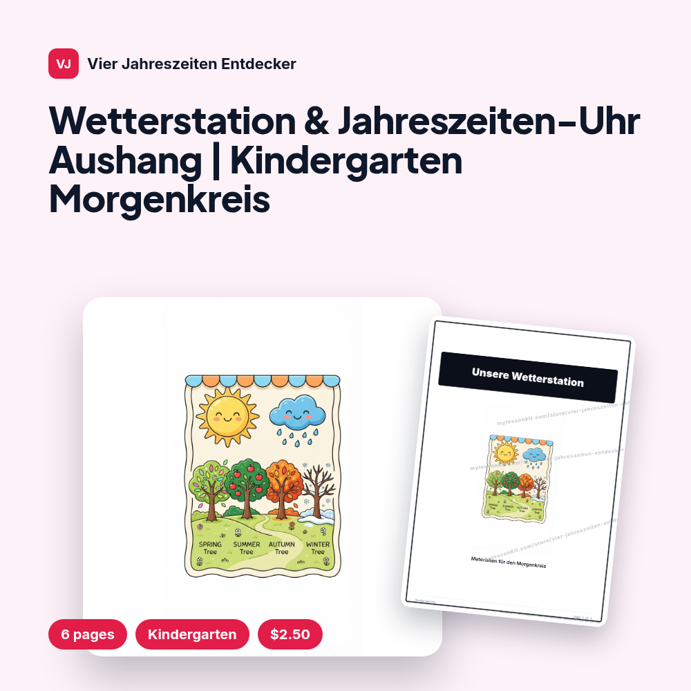 Wetterstation & Jahreszeiten-Uhr Aushang | Kindergarten Morgenkreis