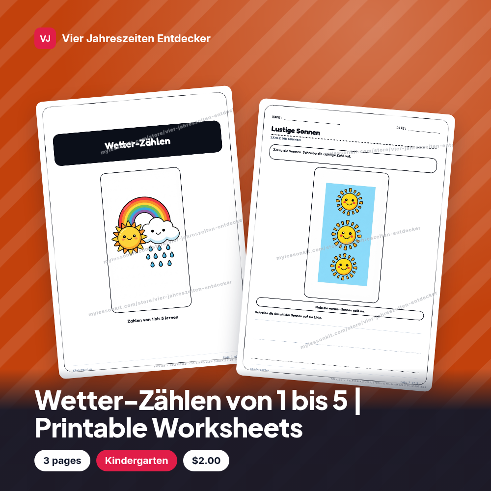 Wetter-Zählen von 1 bis 5 | Printable Worksheets