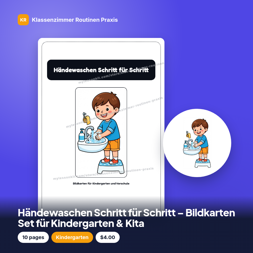 Händewaschen Schritt für Schritt – Bildkarten Set für Kindergarten & Kita
