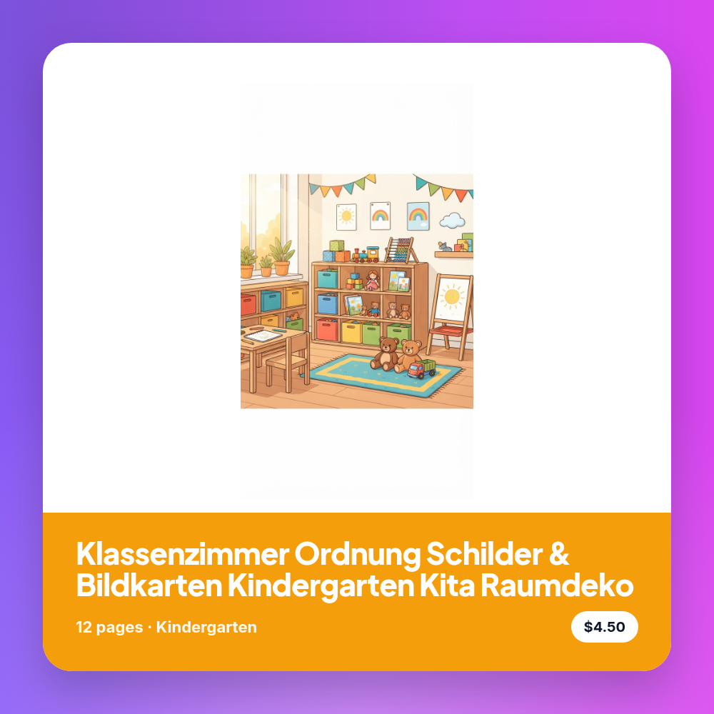 Klassenzimmer Ordnung Schilder & Bildkarten Kindergarten Kita Raumdeko