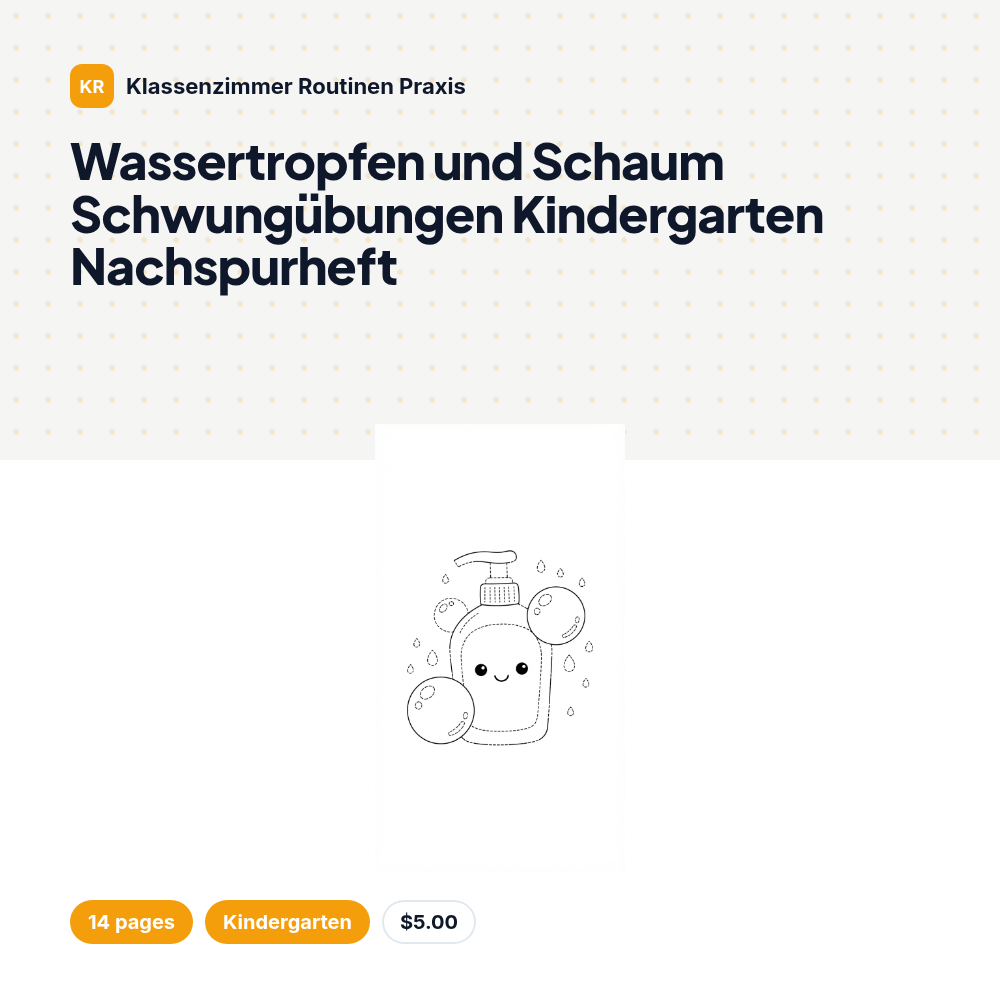 Wassertropfen und Schaum Schwungübungen Kindergarten Nachspurheft