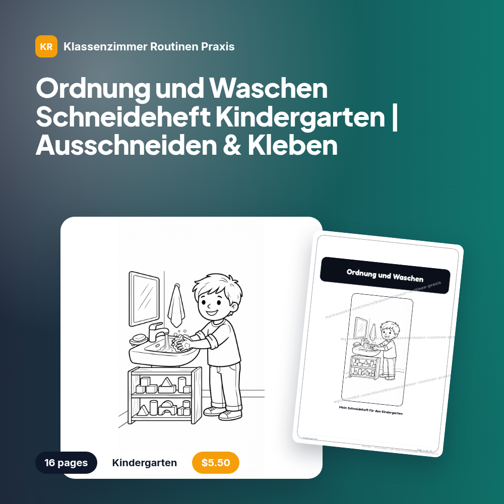 Ordnung und Waschen Schneideheft Kindergarten | Ausschneiden & Kleben