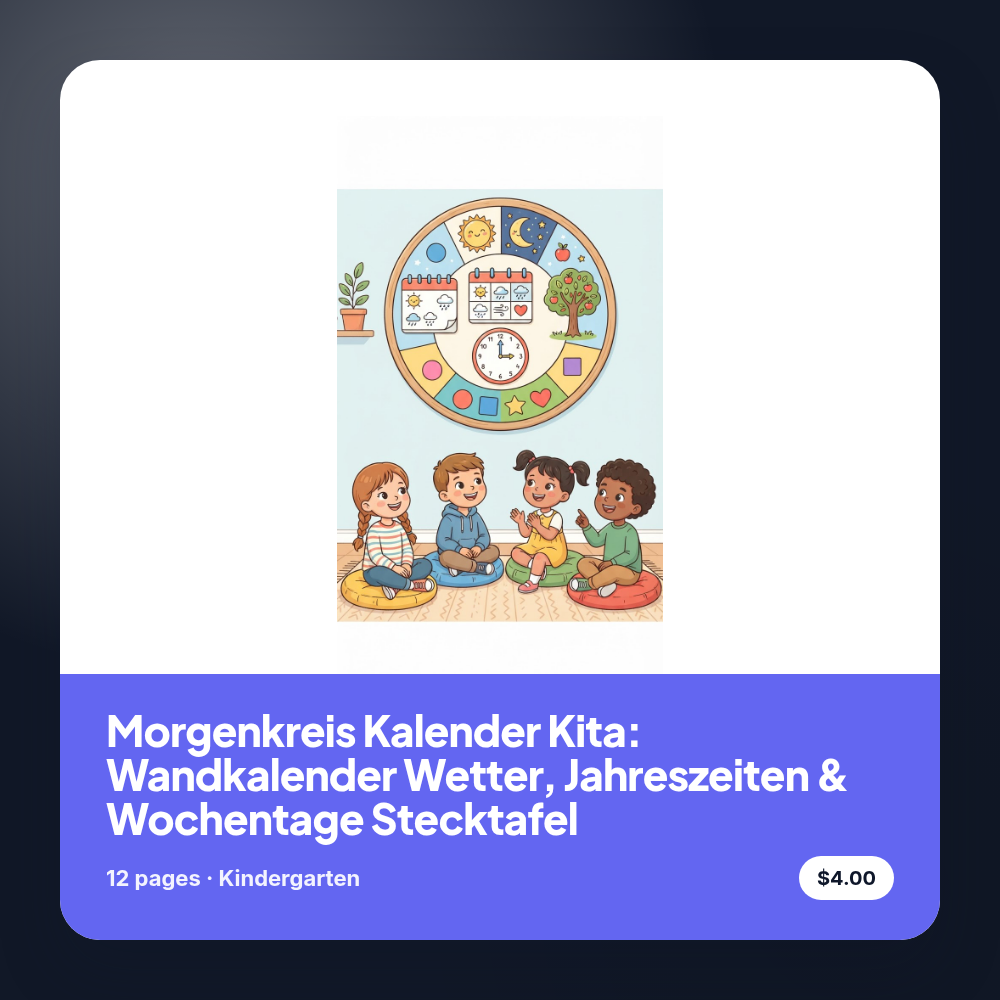 Morgenkreis Kalender Kita: Wandkalender Wetter, Jahreszeiten & Wochentage Stecktafel