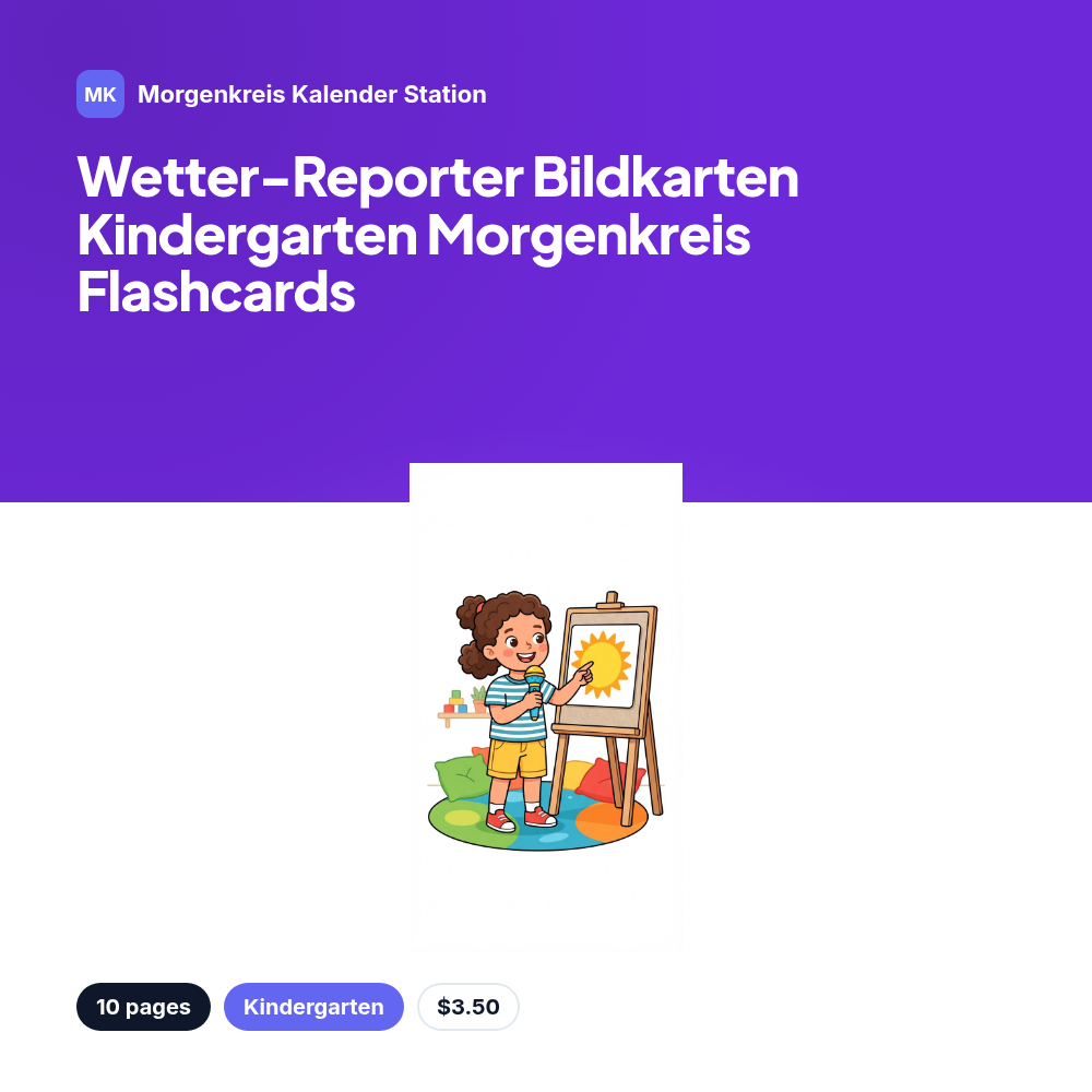 Wetter-Reporter Bildkarten Kindergarten Morgenkreis Flashcards